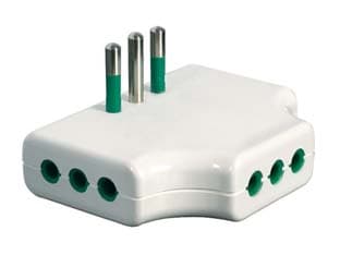 Adattatore Triplo Piatto 2 Poli + Terra 10A Bianco 82250 Fanton 4 Pezzi - 2