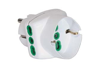 Adattatore Triplo 2 Poli + Terra Schuko Bipasso Spina Schuko Bianco 5 Pezzi - 2