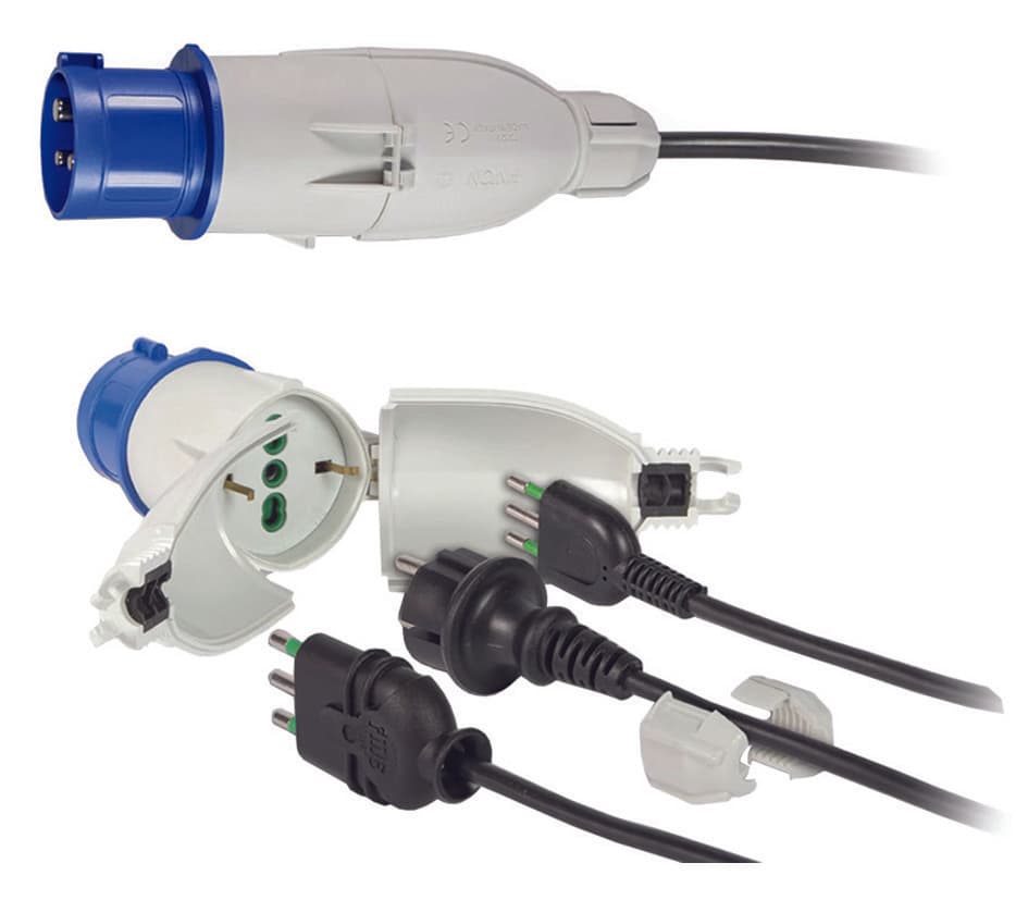 Adattatore Industriale Spina 2 Poli + Terra 16A per Presa Schuko IP44 16A - 2