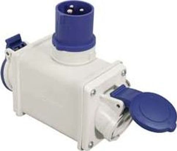 Adattatore Industriale 220 V con Spina Cee 309 IP44 e 2 Prese 2P+T 16A Blu – Fanton