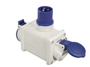 Adattatore Industriale 220 V con Spina Cee 309 IP44 e 2 Prese 2P+T 16A Blu - 2