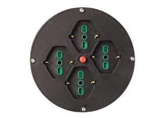 Disco 4 Prese 2 Poli + Terra 16A per Avvolgicavo 145 mm Bipasso Schuko Nero - 2
