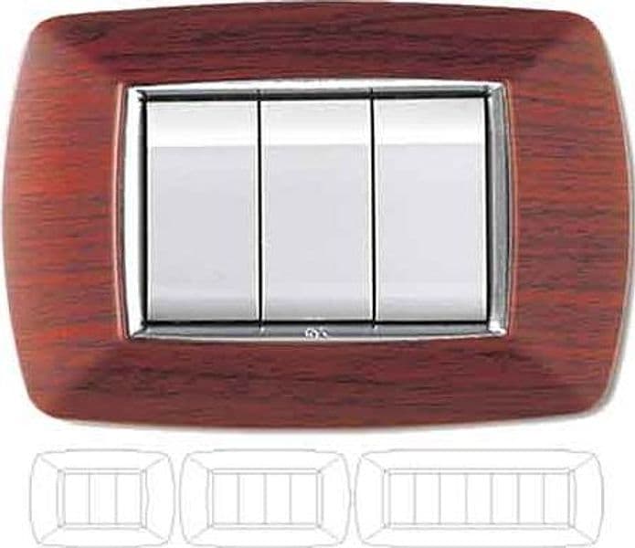 Placca Coprinterruttore Legno Scuro Mylife 3 Moduli Ec Elettrocanali - 2
