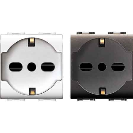 Presa Italiana Tedesca Mylife 10 e 16 A 250V 2P Ec Elettrocanali Bianco - 2