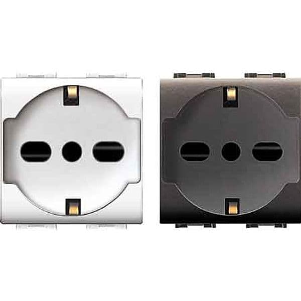 Presa Italiana Tedesca Mylife 10 e 16 A 250V 2P Ec Elettrocanali Grigio
