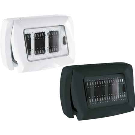 Placca Autoportante con Portello Tondo 3 Moduli Ec Elettrocanali Nera - 2