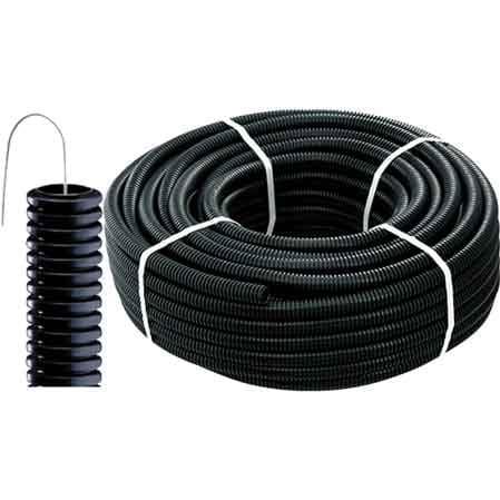 Tubo Corrugato con Tirafilo Nero Ø 25 mm Rotolo 10 Mt - 2
