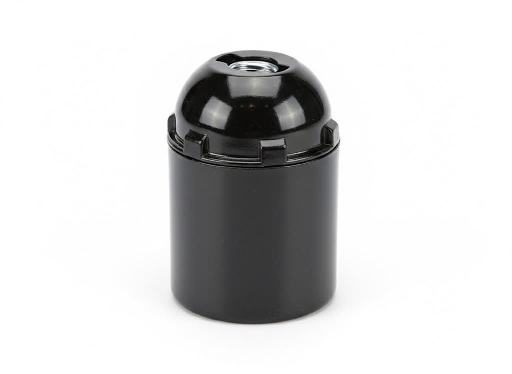 Portalampada E27 Termoplastico Liscio Nero 10 Pezzi - 2