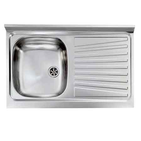 Lavello Inox una Vasca Appoggio 90 x 50 cm Gocciolatoio Dx - 2