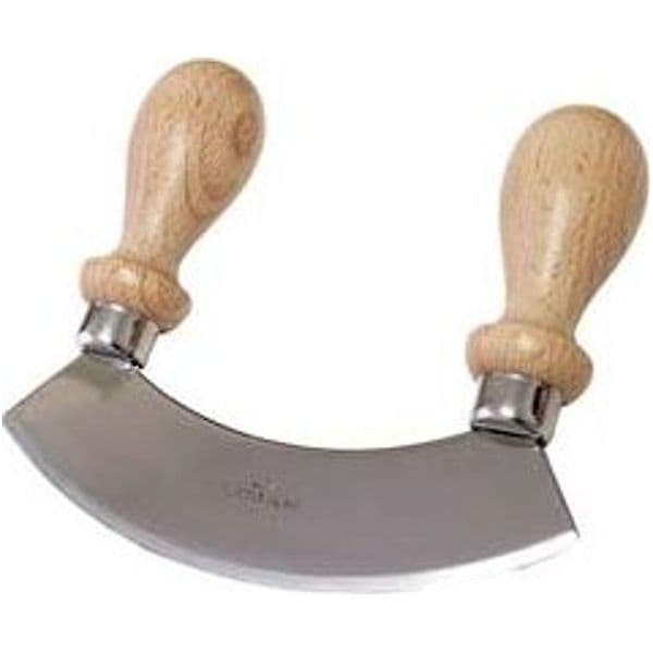 Mezzaluna in Accio Inox con Manico in Legno 14 CMX3,5X12H. Calder - 2