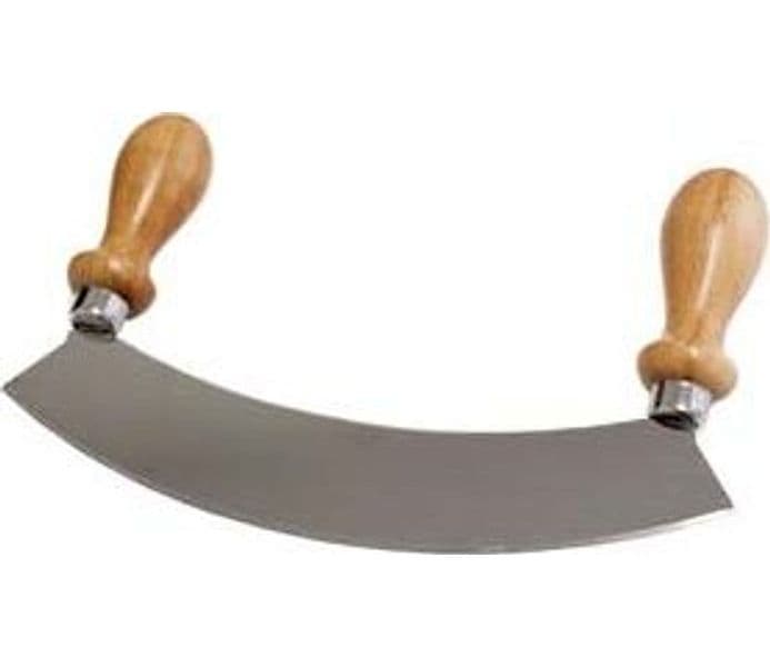 Mezzaluna in Accio Inox con Manico in Legno 25 CMX4,5X15H. Calder - 2