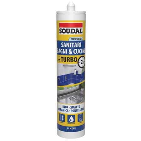 Silicone Acetico Sanitari Turbo Soudal 300 ml Trasparente - 2