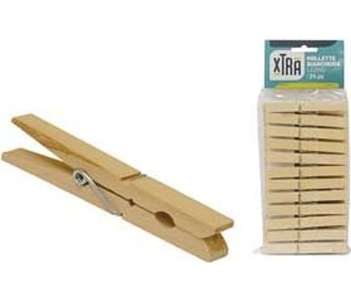 Mollette Biancheria Legno in Confezione da PZ.24 Xtra 20 Blister