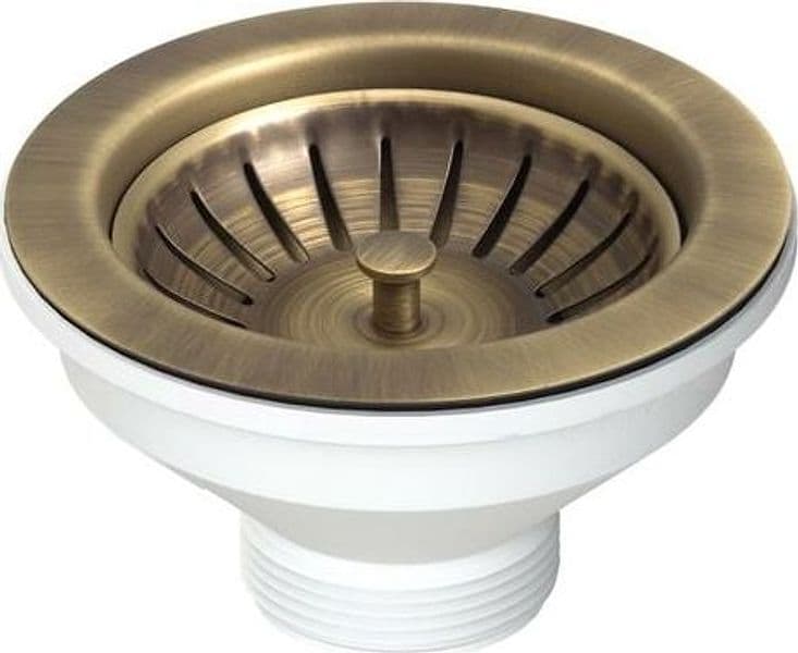 Piletta Scarico 114 mm per Lavello con Foro 90 mm Dh Pirite Ottone Anticato - 2