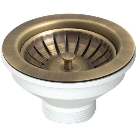 Piletta Scarico 114 mm per Lavello con Foro 90 mm Dh Pirite Ottone Anticato - 2