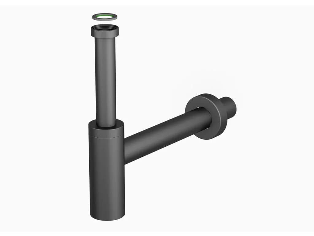Sifone Scarico D'arredo per Lavabo Bonom 11 x 4 x 32 Finitura Nero Opaco - 2