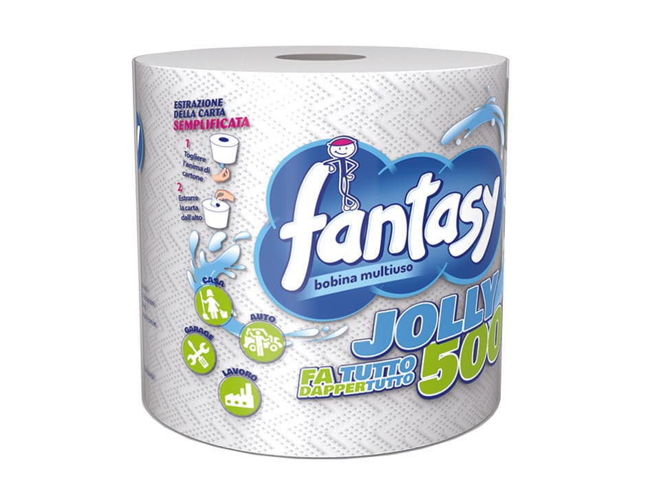 Bobina Carta Asciugatutto Jolly 500 2 Veli Fantasy 6 Pezzi - 2