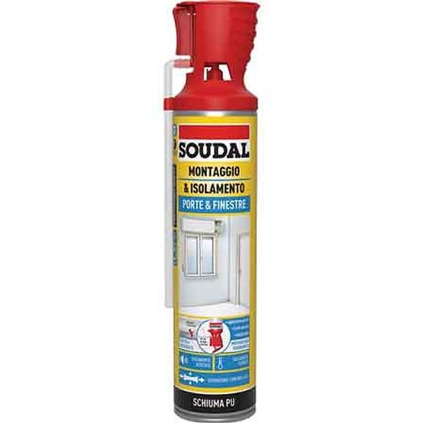 Schiuma Poliuretanica Porte e Finestre con Applicatore Soudal 600 ml - 2