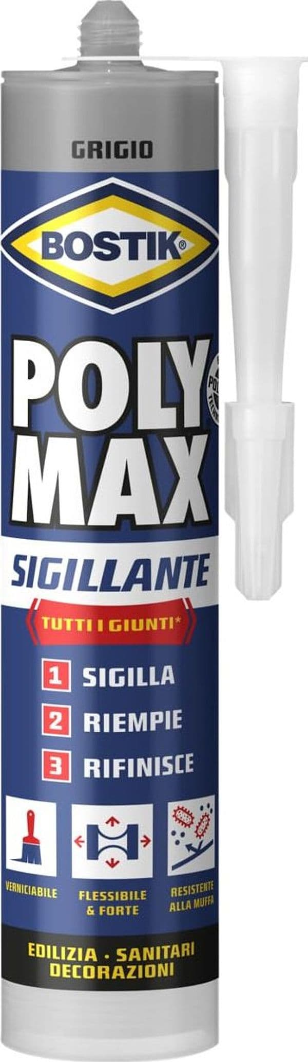 Sigillante Polymax Sigillante 280 ml Bostik Colore Grigio
