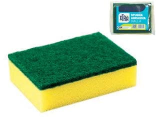 Spugna Abrasiva Doppia Gialla con Fibra Verde 12,5 CMX9,5X4H. Xtra 25 Pezzi - 2