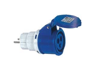 Adattatore Industriale con Spina Schuko e Presa Cee IP44 16A Blu - 2