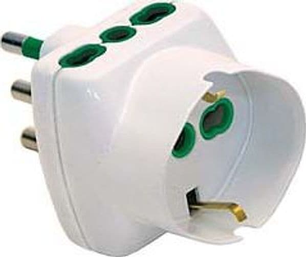 Adattatore Triplo 2 Poli + Terra Schuko Bipasso Bianco 82240 Fanton 5 Pezzi - 2
