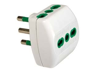 Adattatore Triplo 2 Poli + Terra 16A Bianco 82180 Fanton 5 Pezzi - 2