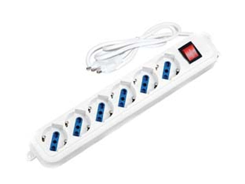 Multipresa Lineare 6 Posti con Schuko e con Interruttore Syntesy 2 Pezzi - 2