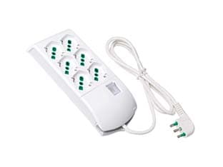 Multipresa 6 Posti Bipasso+schuko C Interr.termico 2 POLI+T16A Fido Bianca - 2