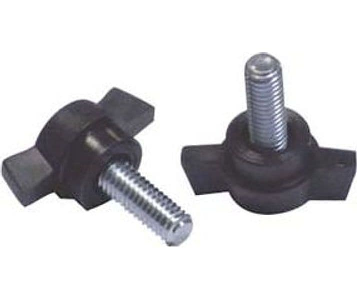 Volantino a Farfalla a 2 Alette con Perno Filettato in ABS Nero M5 10 Pezzi - 2
