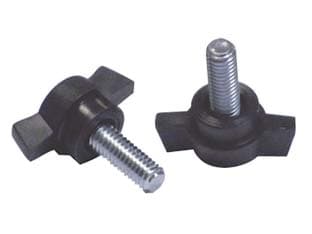 Volantino a Farfalla a 2 Alette con Perno Filettato in ABS Nero M6 10 Pezzi - 2