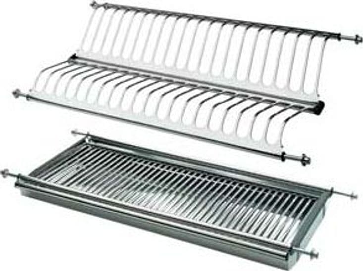 Scolapiatti Inox da Incasso con Vaschetta Raccogli Gocce 56 cm con Vasca - 2