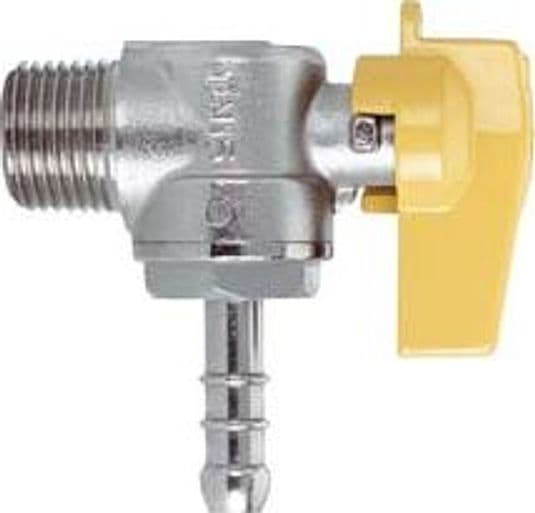 Rubinetto Gas Maschio 1/2 per GPL a Squadro con Portagomma Ø 10 mm Fiv