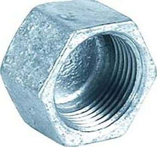 Tappo Femmina Calotta Esagonale in Ghisa Zincata F 1 1/2 5 Pezzi