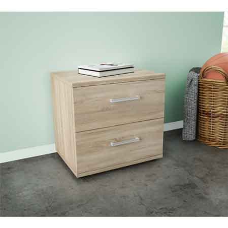 Comodino con Due Cassetti Ares Quercia Chiaro Cm 44,5 x 35 x 43,5H - 2