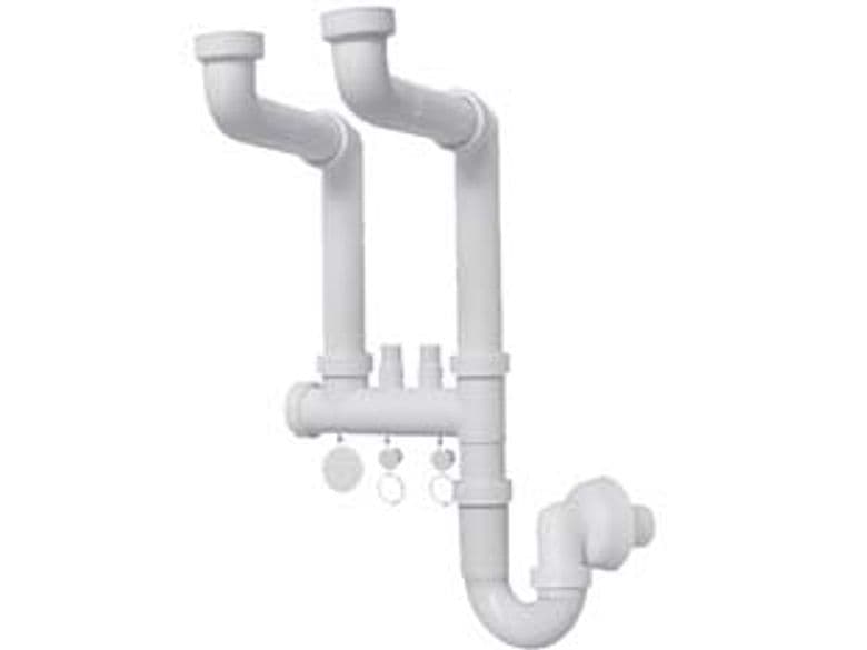 Sifone Moplen Libero 2 Vie con 2 Scarichi 11 2 per Lavello - 2