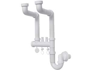 Sifone Moplen Libero 2 Vie con 2 Scarichi 11 2 per Lavello - 2