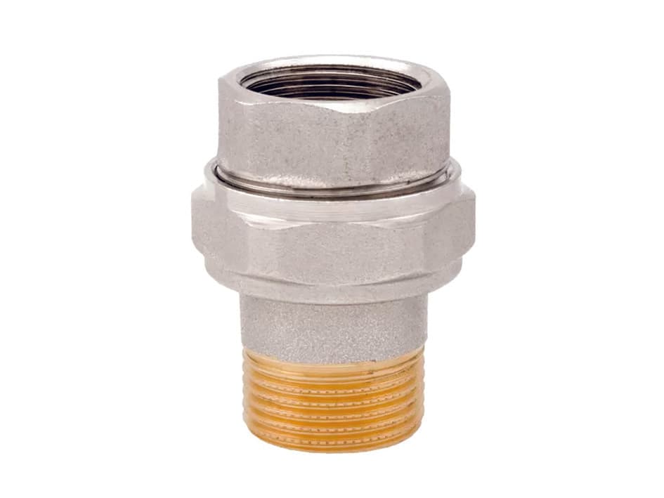 Raccordo Diritto a 3 Pezzi in Ottone Nichelato con o Ring ART.161 F 2 Pezzi - 2