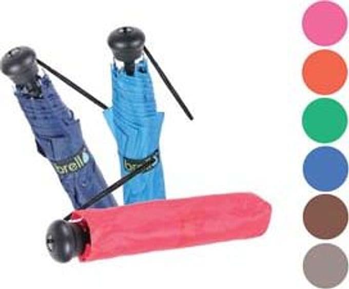 Ombrello Pieghevole Mini Automatico 8 Stecche in Fibra Tinta Unita 3 Pezzi