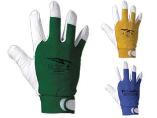 Guanti da Lavoro Pelle Fiore Ovina Dorso Cotone Tg. 8 Verde 12 Paio - 2