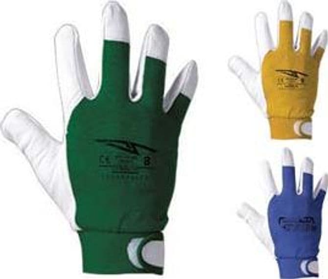 Guanti da Lavoro Pelle Fiore Ovina Dorso Cotone Tg. 9 Giallo 12 Paio - 2