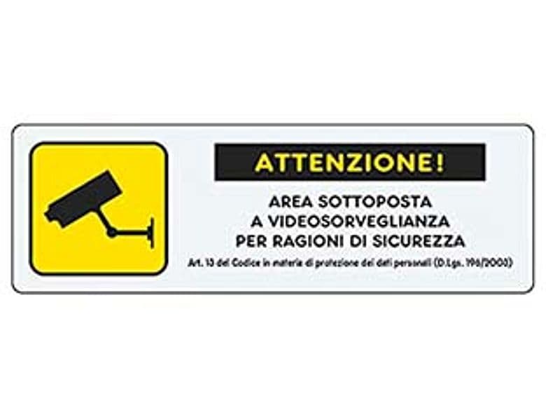 Targhetta Adesiva Area Videosorvegliata con Normativa 15 CMX5H 10 Pezzi - 2