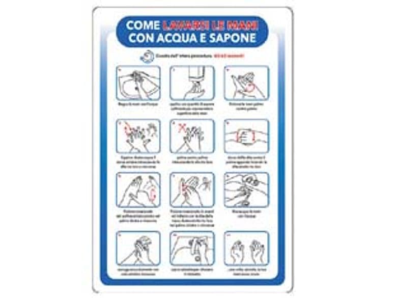 Cartello Come Lavarsi Le Mani 35 CMX50H. in Plastica 10 Pezzi - 2