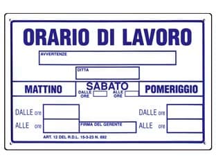 Cartello Orario di Lavoro 30 CMX20H 10 Pezzi - 2