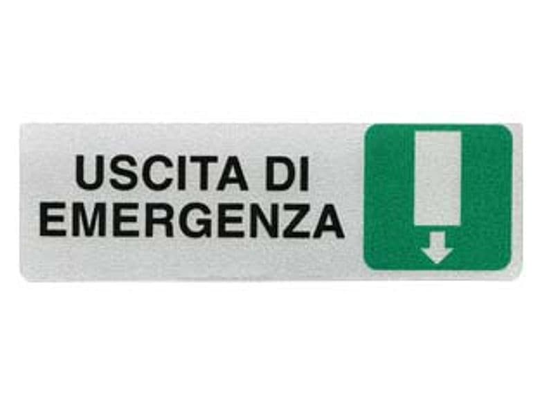 Targhetta Adesiva Uscita di Emergenza (freccia in Giu') 15 CMX5H 10 Pezzi - 2