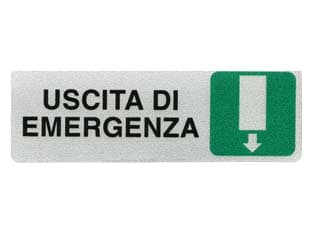 Targhetta Adesiva Uscita di Emergenza (freccia in Giu') 15 CMX5H 10 Pezzi - 2