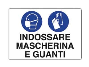 Cartello Indossare Mascherina e Guanti 30 CMX20H. in Plastica 10 Pezzi - 2