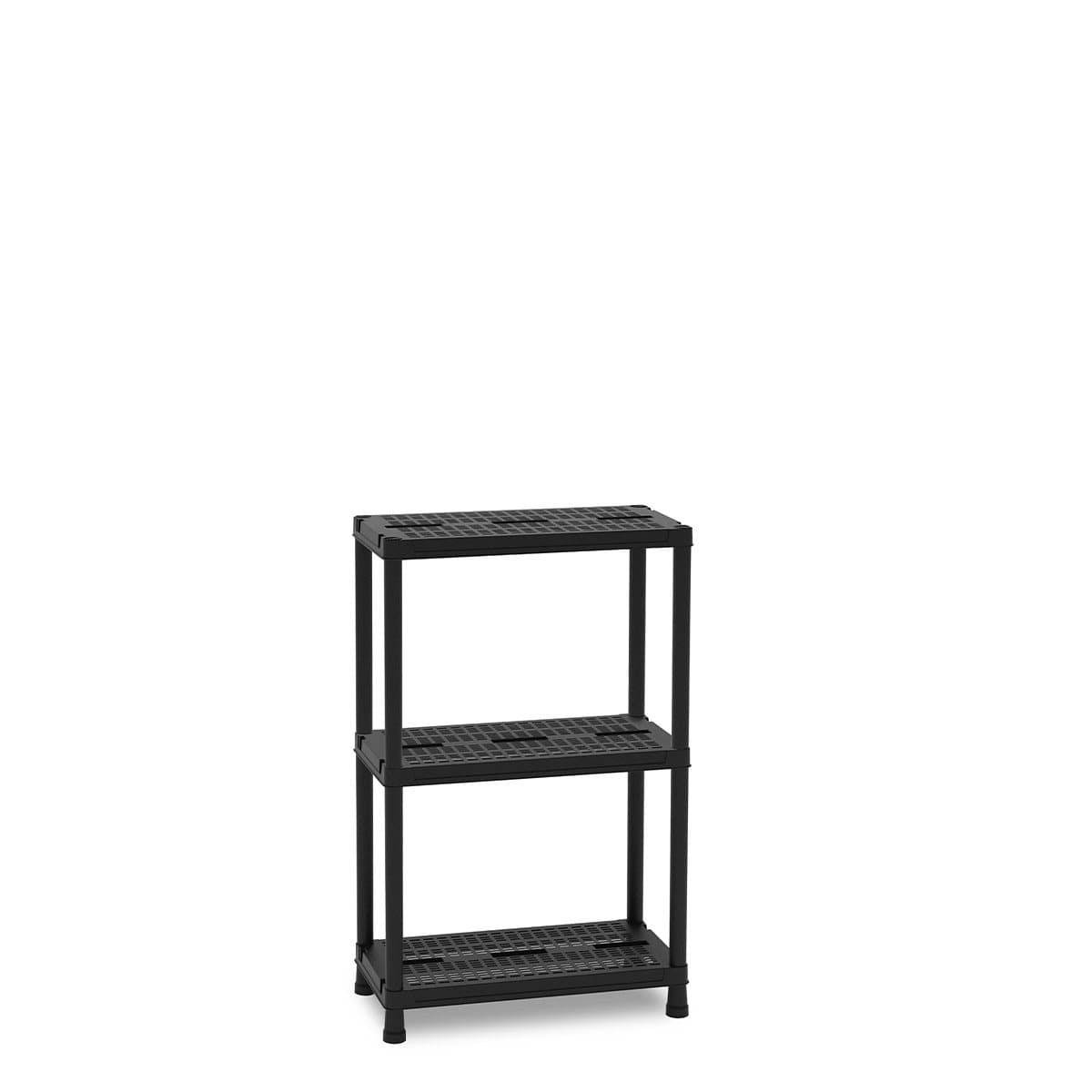 Scaffale in Resina a 3 Ripiani Montaggio ad Incastro Nero 60 x 30 x 95 cm - 2