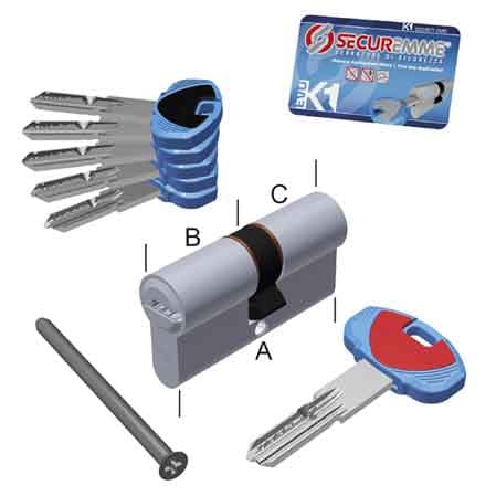 Cilindro Sagomato Evo K1 Securemme 65 mm (25 con 10 con 30) - 2
