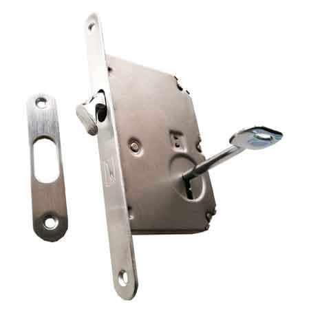 Serratura per Porte Scorrevoli a Gancio Bonaiti E50 Cromo Satinato - 2